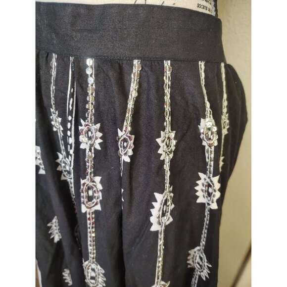 Sandy Starkman XL Skirt, Black White Embroidered, Boho Hippie, Maxi Cotton READ - Picture 3 of 8